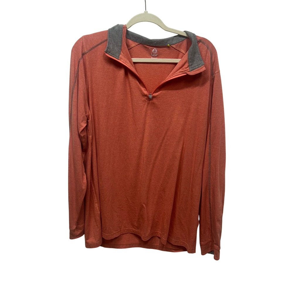Tasc Performance Men XL Bamboo Organic Cotton Quarter Zip Pullover Orange